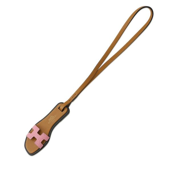 エルメス バッグチャーム オラン・ナノ ピンク/ナチュラルサブレ/ブラック エプソン/ヴァッシュハンター/ヴォーバトラー