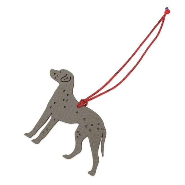 エルメス チャーム プティアッシュ ダルメシアングリムエット/ルージュカザック エプソン/トゴ/シルク HERMES