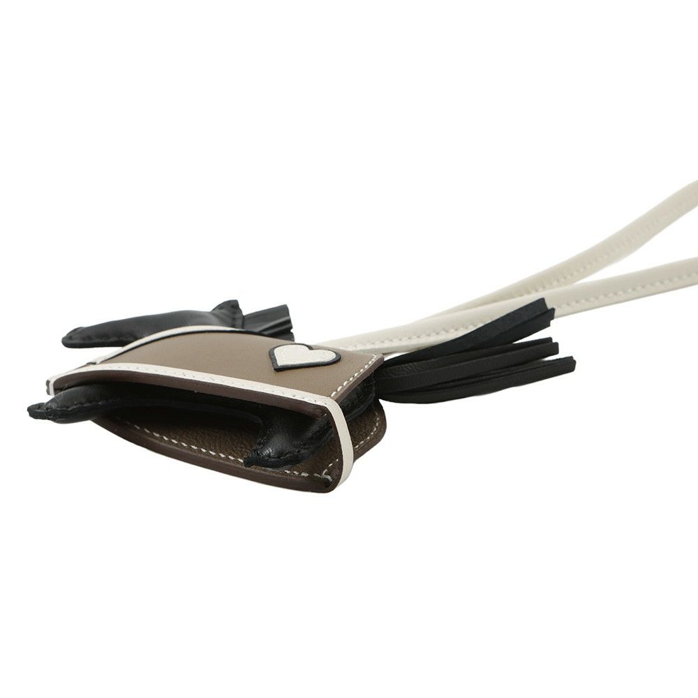 エルメス バッグチャーム ロデオPM ロベオクール ブラック/エトゥープ/クレ ラムスキン K刻印 HERMES チャーム オーナメント