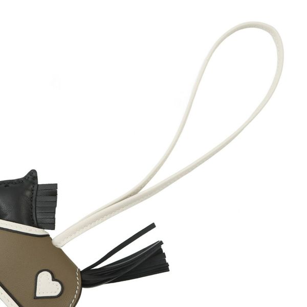 エルメス バッグチャーム ロデオPM ロベオクール ブラック/エトゥープ/クレ ラムスキン K刻印 HERMES チャーム オーナメント