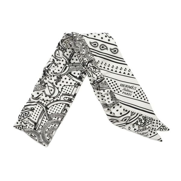 エルメス スカーフ ツイリー フリル エプロン・ドール・バンダナ Eperon d'Or Bandana 2024年春夏 白 黒