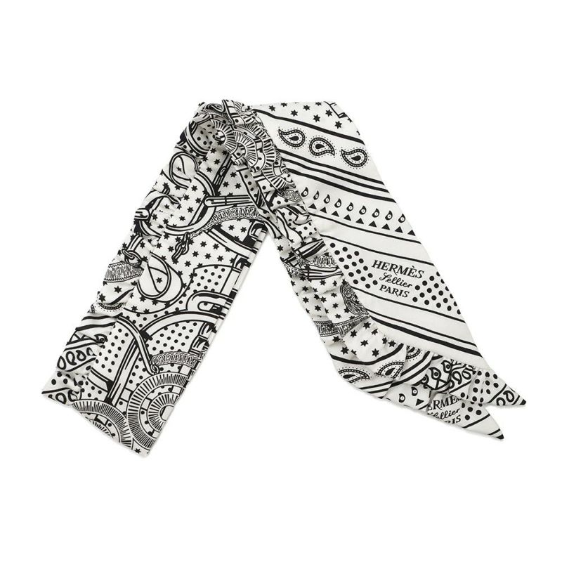 エルメス スカーフ ツイリー フリル エプロン・ドール・バンダナ Eperon d'Or Bandana 2024年春夏 白 黒