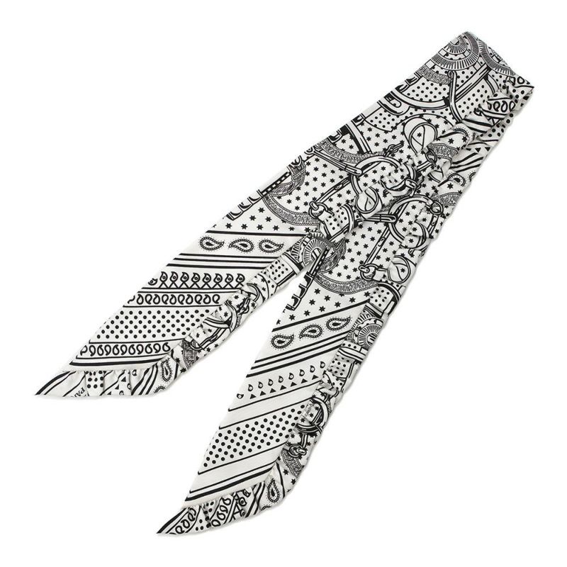 エルメス スカーフ ツイリー フリル エプロン・ドール・バンダナ Eperon d'Or Bandana 2024年春夏 白 黒