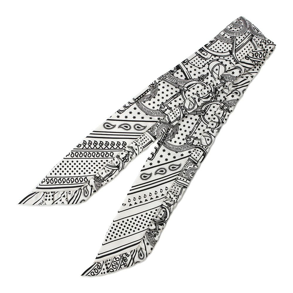 エルメス スカーフ ツイリー フリル エプロン・ドール・バンダナ Eperon d'Or Bandana 2024年春夏 白 黒