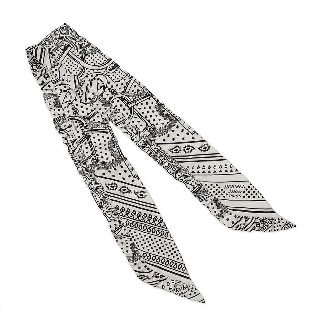 エルメス スカーフ ツイリー フリル エプロン・ドール・バンダナ Eperon d'Or Bandana 2024年春夏 白 黒