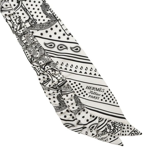エルメス スカーフ ツイリー フリル エプロン・ドール・バンダナ Eperon d'Or Bandana 2024年春夏 白 黒