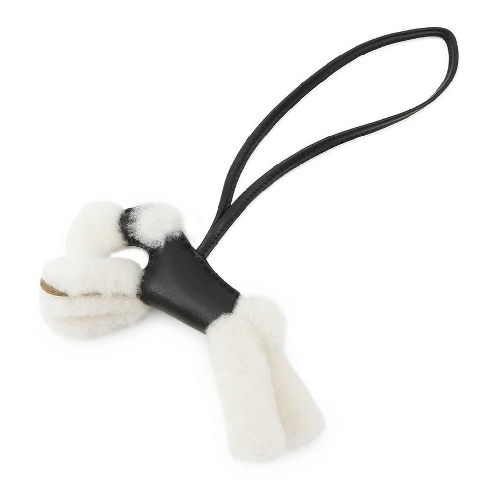 エルメス バッグチャーム バディ ブラック ラムスキン/ムートン U刻印 HERMES チャーム 黒