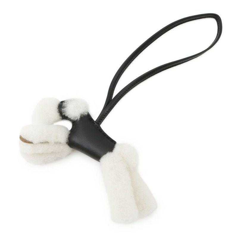 エルメス バッグチャーム バディ ブラック ラムスキン/ムートン U刻印 HERMES チャーム 黒