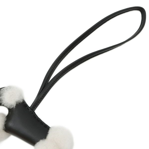 エルメス バッグチャーム バディ ブラック ラムスキン/ムートン U刻印 HERMES チャーム 黒