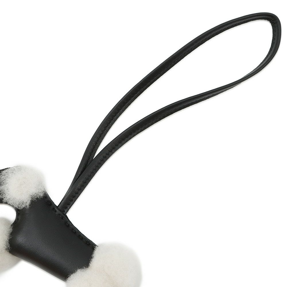 エルメス バッグチャーム バディ ブラック ラムスキン/ムートン U刻印 HERMES チャーム 黒