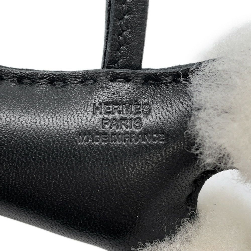 エルメス バッグチャーム バディ ブラック ラムスキン/ムートン U刻印 HERMES チャーム 黒