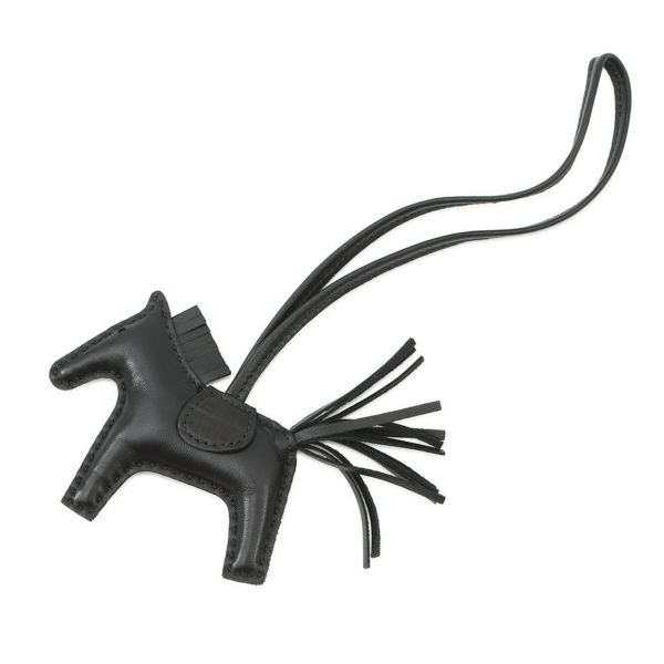 エルメス バッグチャーム ロデオ PM タッチ ブラック ラムスキン/アリゲーターマット Z刻印 HERMES 黒