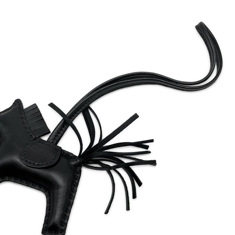 エルメス バッグチャーム ロデオ PM タッチ ブラック ラムスキン/アリゲーターマット Z刻印 HERMES 黒