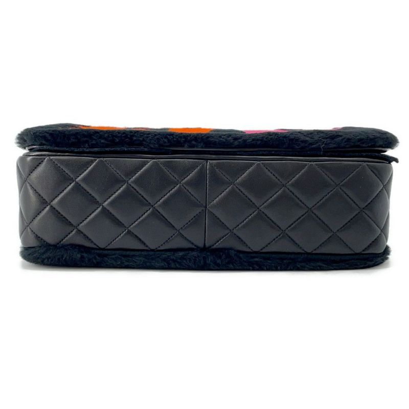 シャネル チェーンショルダーバッグ マトラッセ ココマーク ムートン ラムスキン A92592 CHANEL 黒