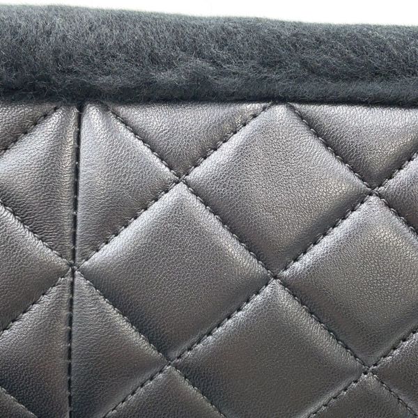 シャネル チェーンショルダーバッグ マトラッセ ココマーク ムートン ラムスキン A92592 CHANEL 黒