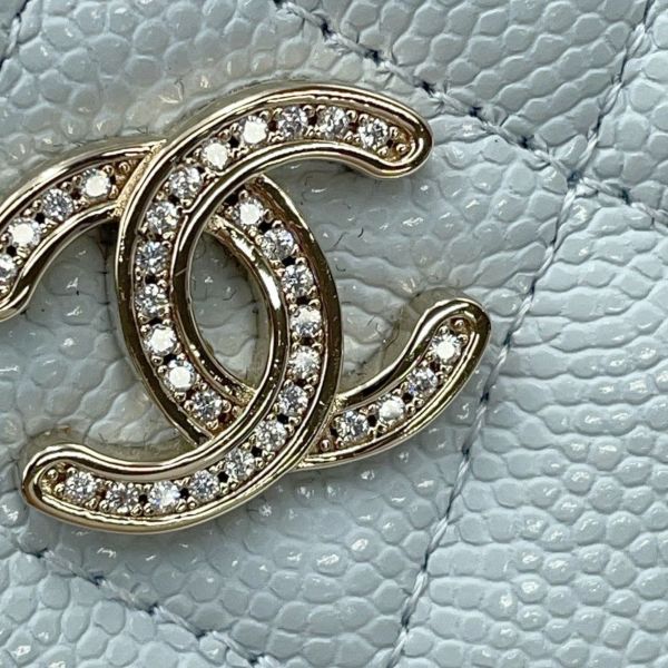 シャネル コインケース ココマーク マトラッセ キャビアスキン ストラス AP4822 CHANEL フラグメントケース カードケース