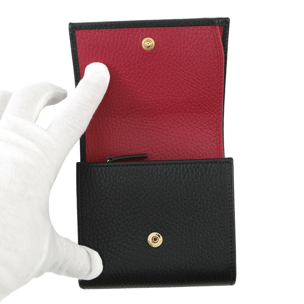 グッチ二つ折り財布 ダブルG ミディアム ウォレット レザー 598587 GUCCI 日本限定 黒