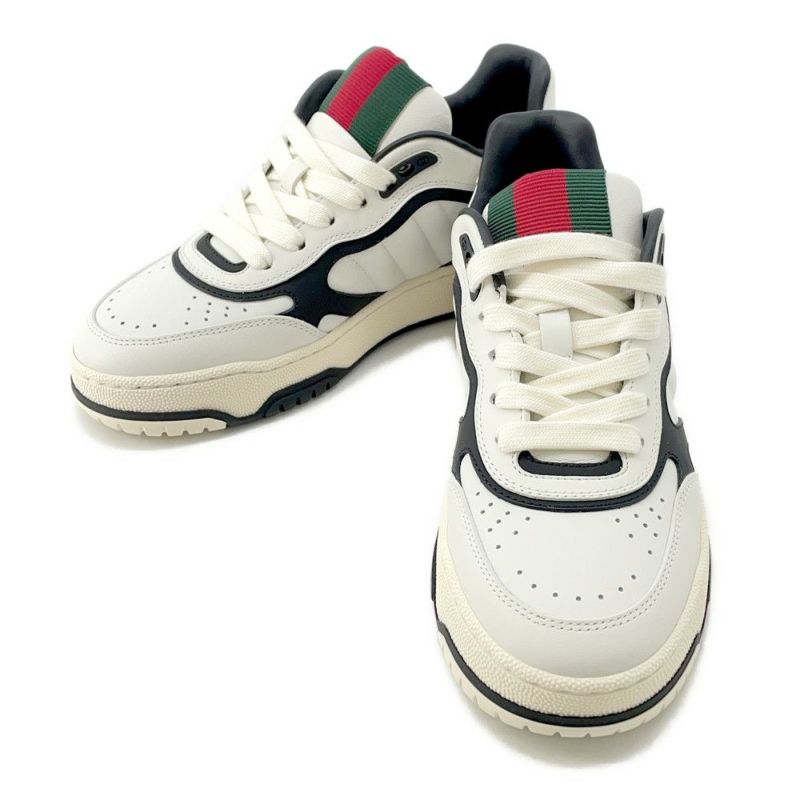 グッチ スニーカー リウェブ シェリーライン レザー レディースサイズ35 807059 GUCCI 靴 白 黒