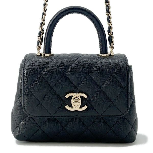 シャネル ハンドバッグ マトラッセ ココハンドル ミニミニ キャビアスキン AP4244 2wayチェーンショルダー 黒