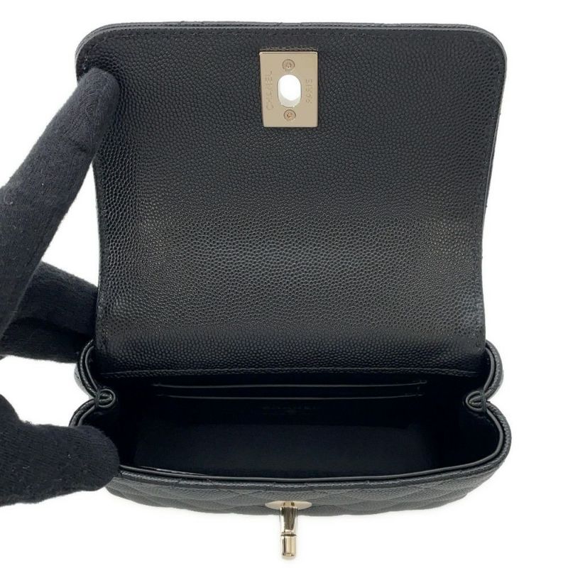 シャネル ハンドバッグ マトラッセ ココハンドル ミニミニ キャビアスキン AP4244 2wayチェーンショルダー 黒