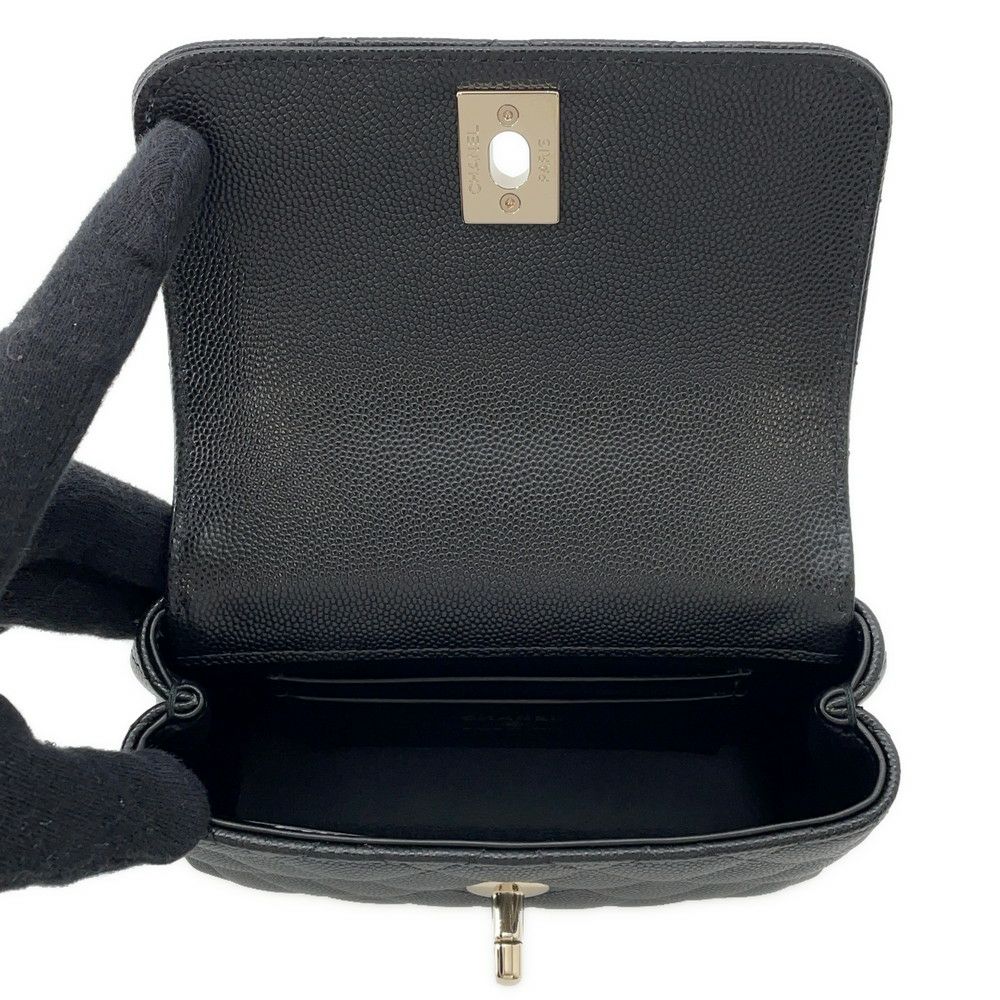 シャネル ハンドバッグ マトラッセ ココハンドル ミニミニ キャビアスキン AP4244 2wayチェーンショルダー 黒