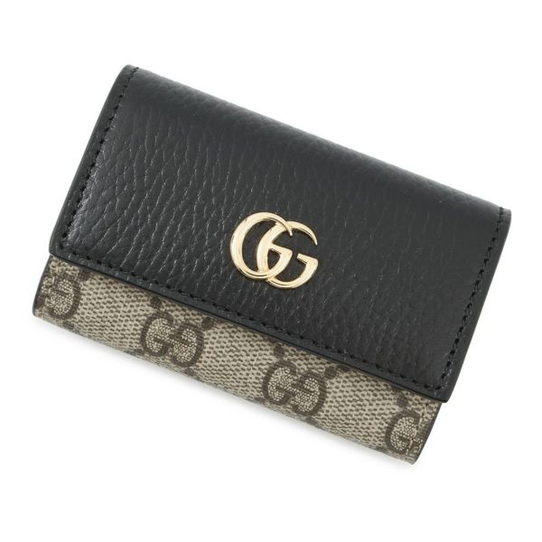 グッチ キーケース GGスプリーム ダブルG バイカラー 6連 レザー 456118 GUCCI 黒