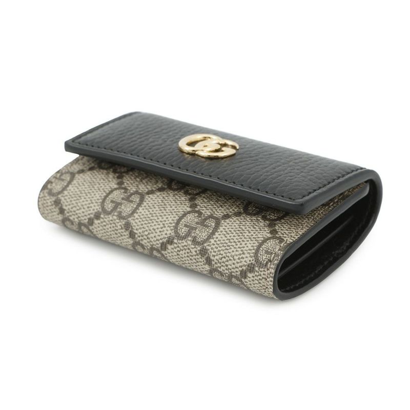 グッチ キーケース GGスプリーム ダブルG バイカラー 6連 レザー 456118 GUCCI 黒