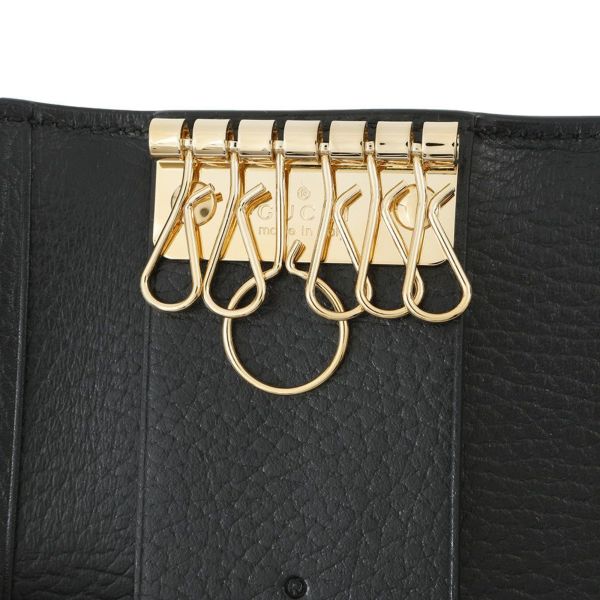 グッチ キーケース GGスプリーム ダブルG バイカラー 6連 レザー 456118 GUCCI 黒