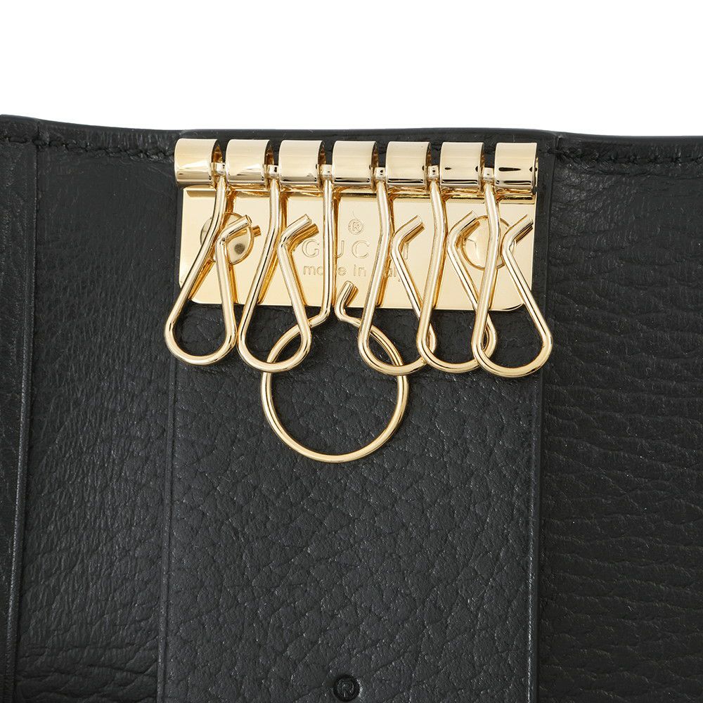 グッチ キーケース GGスプリーム ダブルG バイカラー 6連 レザー 456118 GUCCI 黒