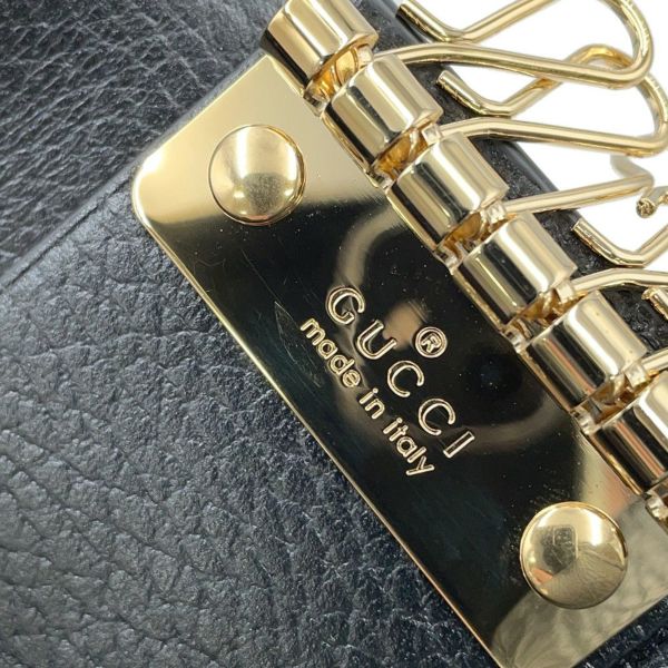 グッチ キーケース GGスプリーム ダブルG バイカラー 6連 レザー 456118 GUCCI 黒