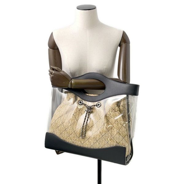 シャネル トートバッグ マトラッセ ココマーク ビニール ラフィア AS0517 2way 黒