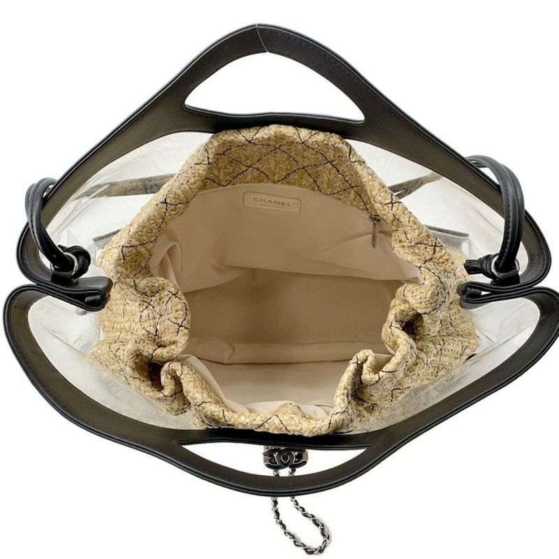 シャネル トートバッグ マトラッセ ココマーク ビニール ラフィア AS0517 2way 黒