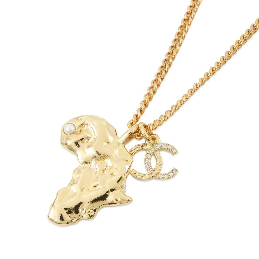 シャネル ネックレス ココマーク アフリカ大陸モチーフ フェイクパール ラインストーン G23A CHANEL アクセサリー