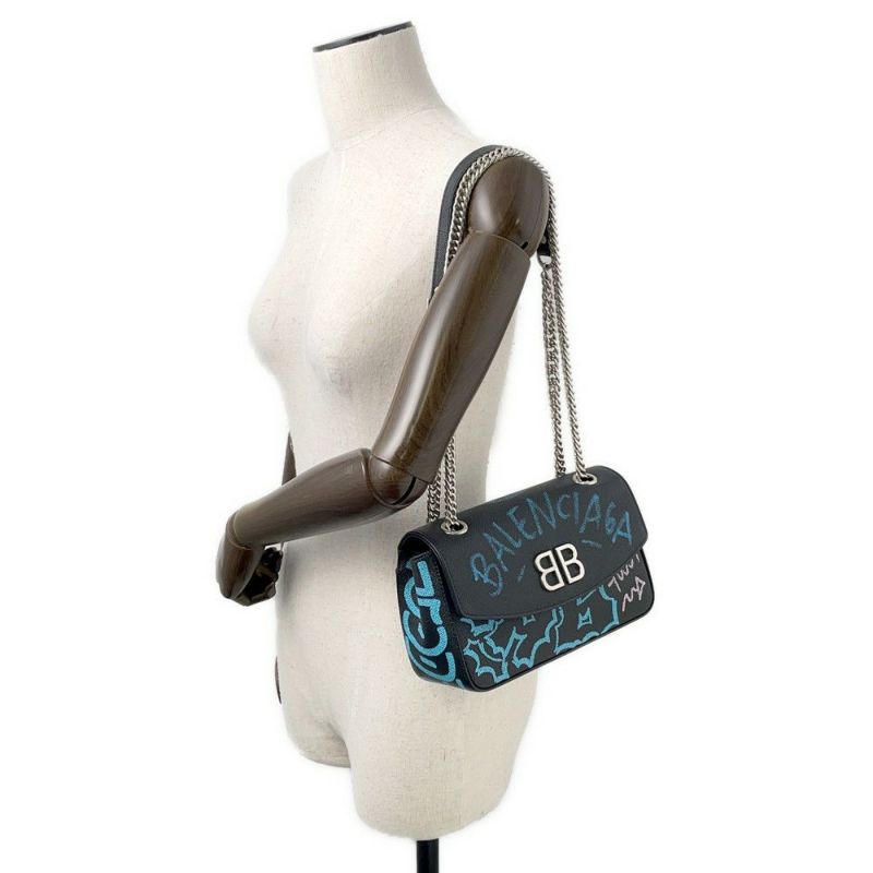 バレンシアガ チェーンショルダーバッグ グラフィティ 526682 BALENCIAGA バッグ 黒