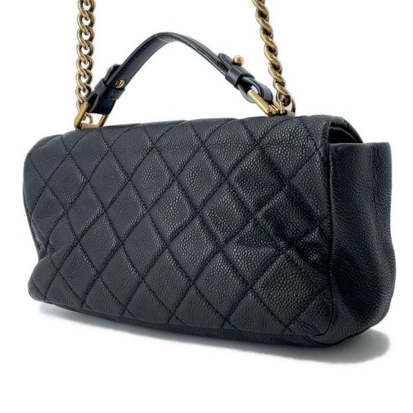 シャネル ハンドバッグ ココマーク マトラッセ トップハンドル キャビアスキン CHANEL 2way 黒