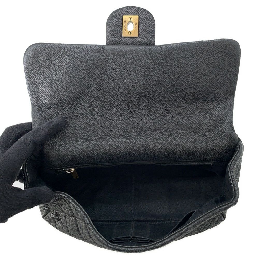 シャネル ハンドバッグ ココマーク マトラッセ トップハンドル キャビアスキン CHANEL 2way 黒