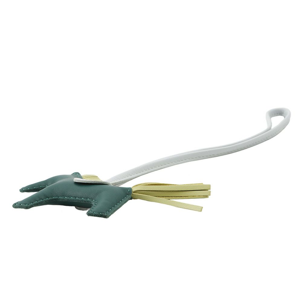 エルメス バッグチャーム ロデオPM ペガサス マラカイト/ジョーヌブルジョン/ブルーブリュム ラムスキン Z刻印