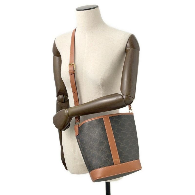 セリーヌ ショルダーバッグ トリオンフ スモールバケット 191442CAS.04LU CELINE ブラウン