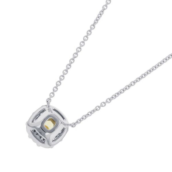 グラフ ネックレス アイコン クッションカット ファンシーイエローダイヤ 1P 0.56ct/ダイヤ 10P 計約0.4ct K18WG/K18YG 鑑定書付き