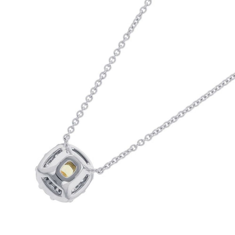 グラフ ネックレス アイコン クッションカット ファンシーイエローダイヤ 1P 0.56ct/ダイヤ 10P 計約0.4ct K18WG/K18YG 鑑定書付き