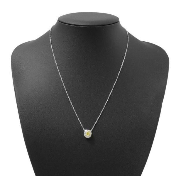 グラフ ネックレス アイコン クッションカット ファンシーイエローダイヤ 1P 0.56ct/ダイヤ 10P 計約0.4ct K18WG/K18YG 鑑定書付き