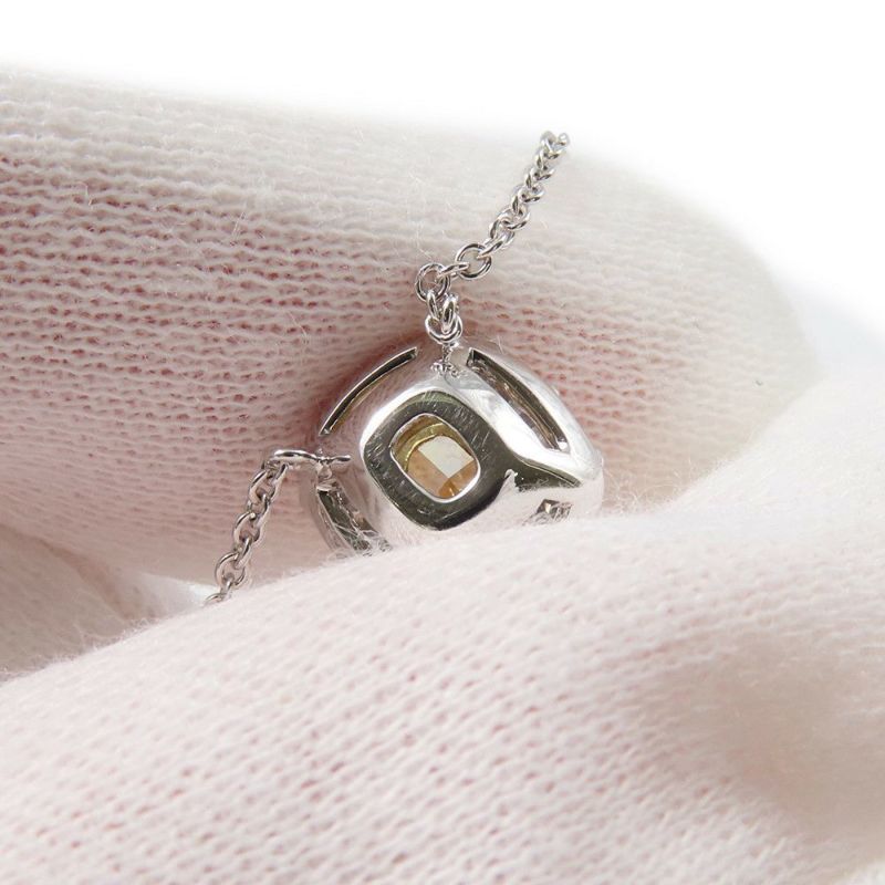 グラフ ネックレス アイコン クッションカット ファンシーイエローダイヤ 1P 0.56ct/ダイヤ 10P 計約0.4ct K18WG/K18YG 鑑定書付き