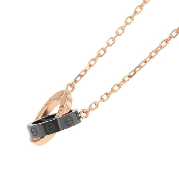 カルティエ ネックレス LOVE ネックレス パヴェ ダイヤモンド 3P ブラックセラミック/K18PGピンクゴールド ラブサークル ペンダント