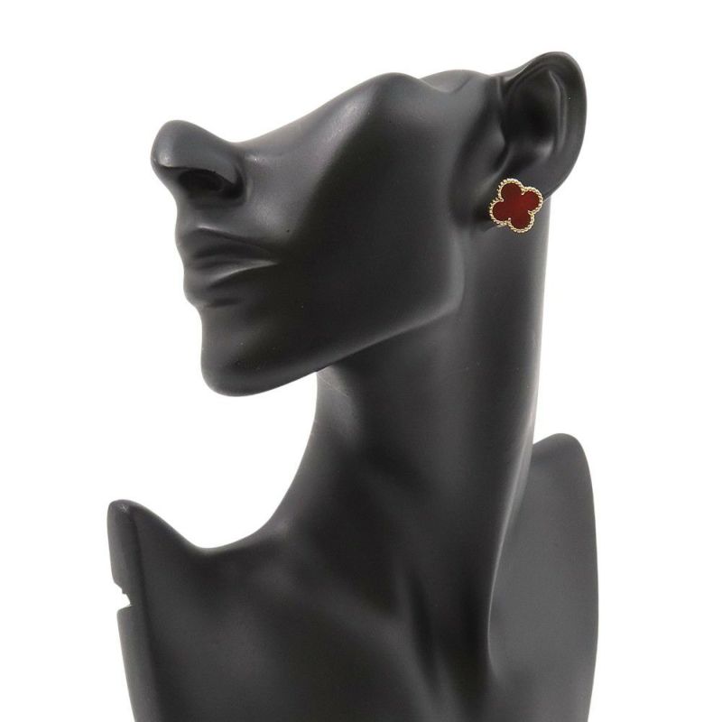 ヴァンクリーフ&アーペル ピアス ヴィンテージ アルハンブラ イヤリング カーネリアン K18YGイエローゴールド VCARD40400