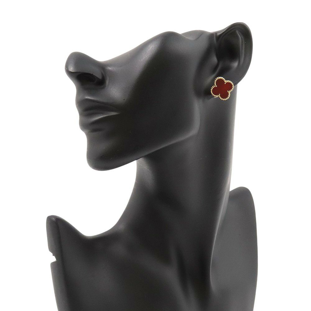 ヴァンクリーフ&アーペル ピアス ヴィンテージ アルハンブラ イヤリング カーネリアン K18YGイエローゴールド VCARD40400