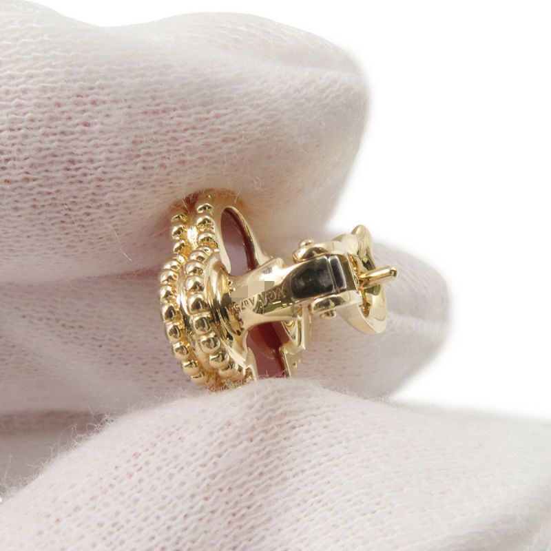 ヴァンクリーフ&アーペル ピアス ヴィンテージ アルハンブラ イヤリング カーネリアン K18YGイエローゴールド VCARD40400