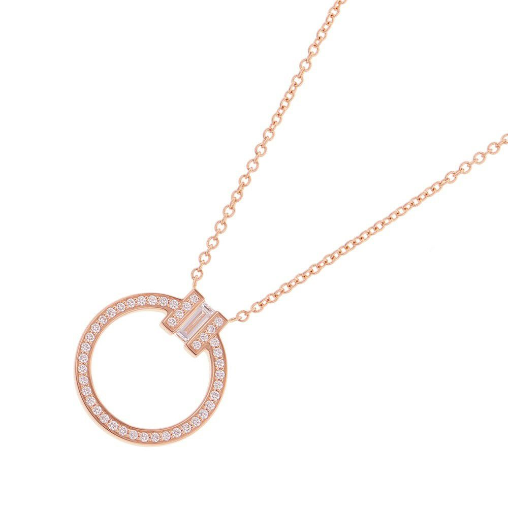 ティファニー ネックレス Tトゥー サークル ペンダント ダイヤモンド 中石0.06ct/計0.08ct K18PGピンクゴールド 63843091