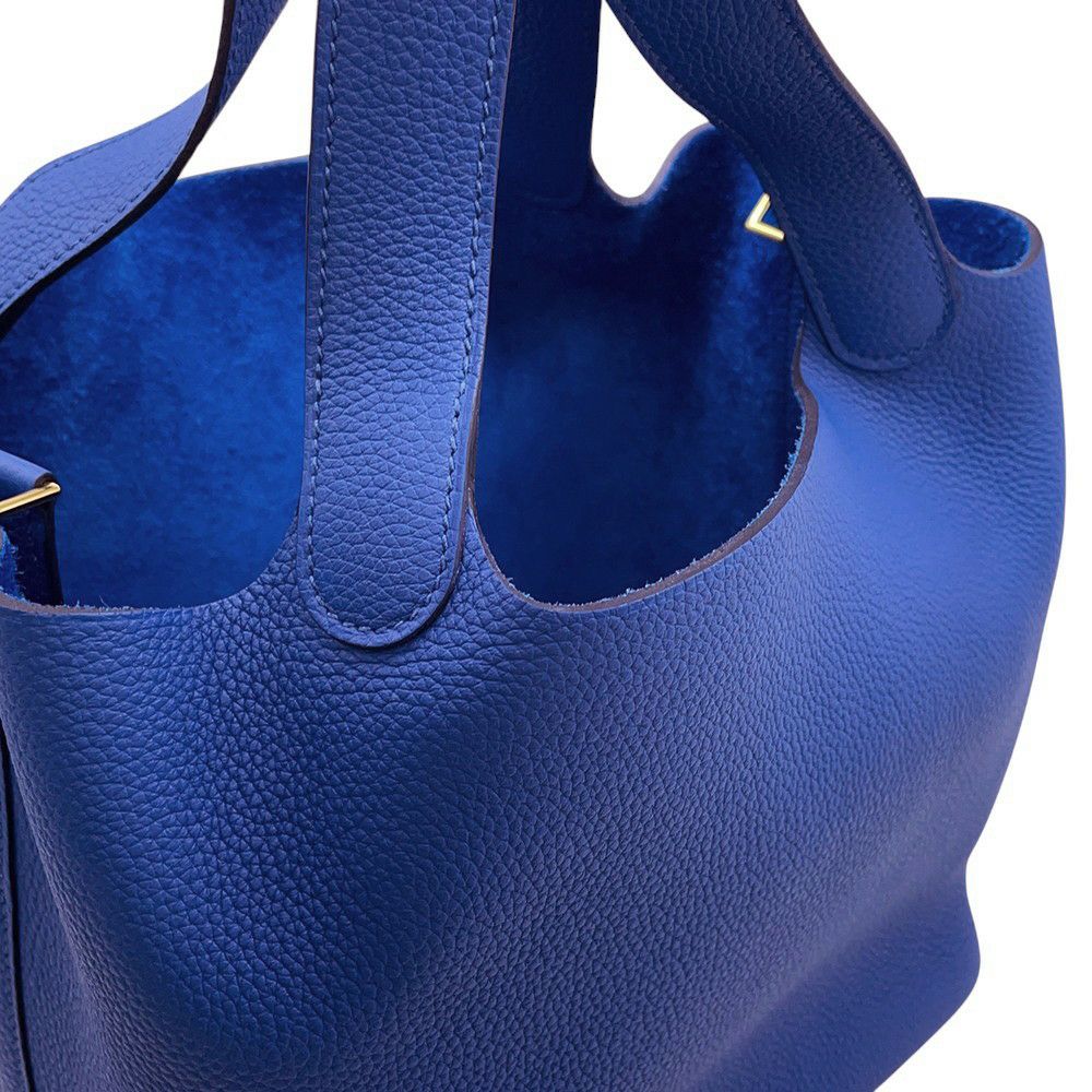 エルメス ハンドバッグ ピコタンロックMM ブルーロワイヤル/ゴールド金具 トリヨンモーリス Z刻印