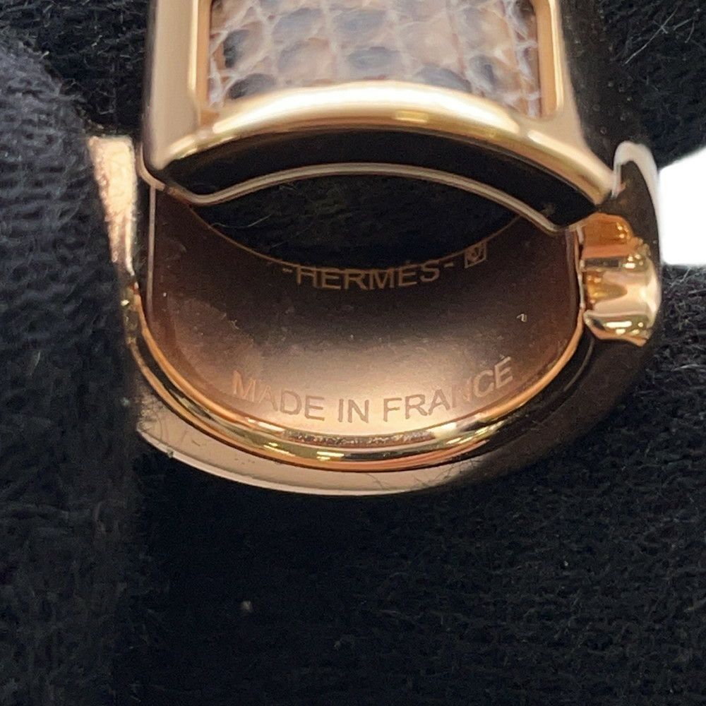 エルメス イヤーカフ オランプ Olympe スモール PM オンブレ/ゴールド金具 リザードナチュラ HERMES アクセサリー