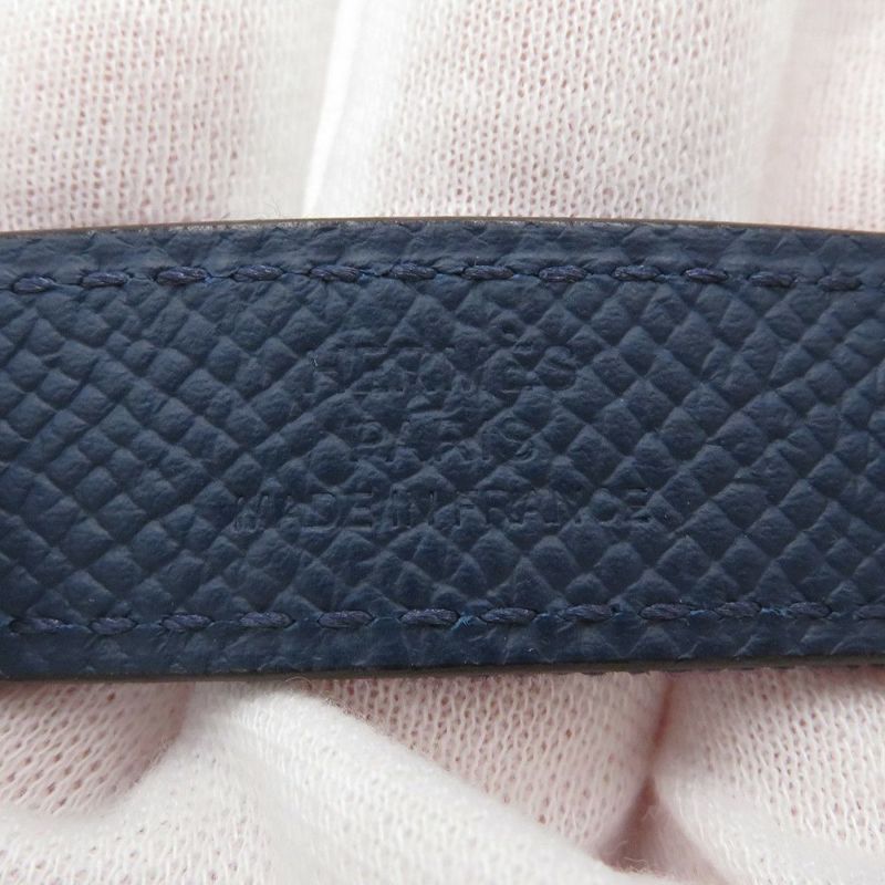 エルメス ケリーベルト18 ジーン ブルーインディゴ/ホワイト/ブルーネイビー/シルバー金具 デニム/エプソン W刻印 HERMES べルト